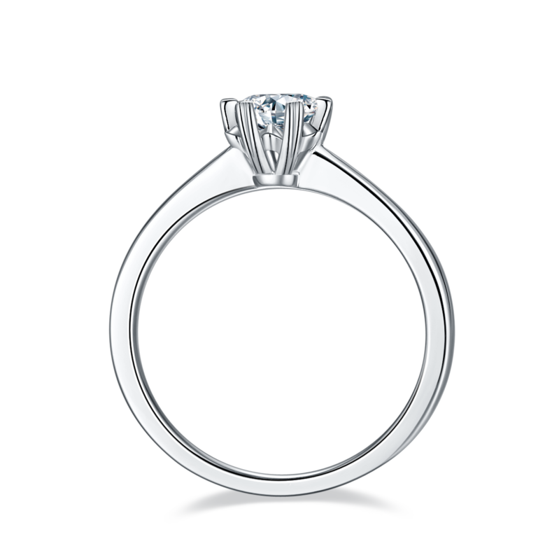 直臂Classic雪花S925银镀白金MoissaniteWomen's Ring50分D级